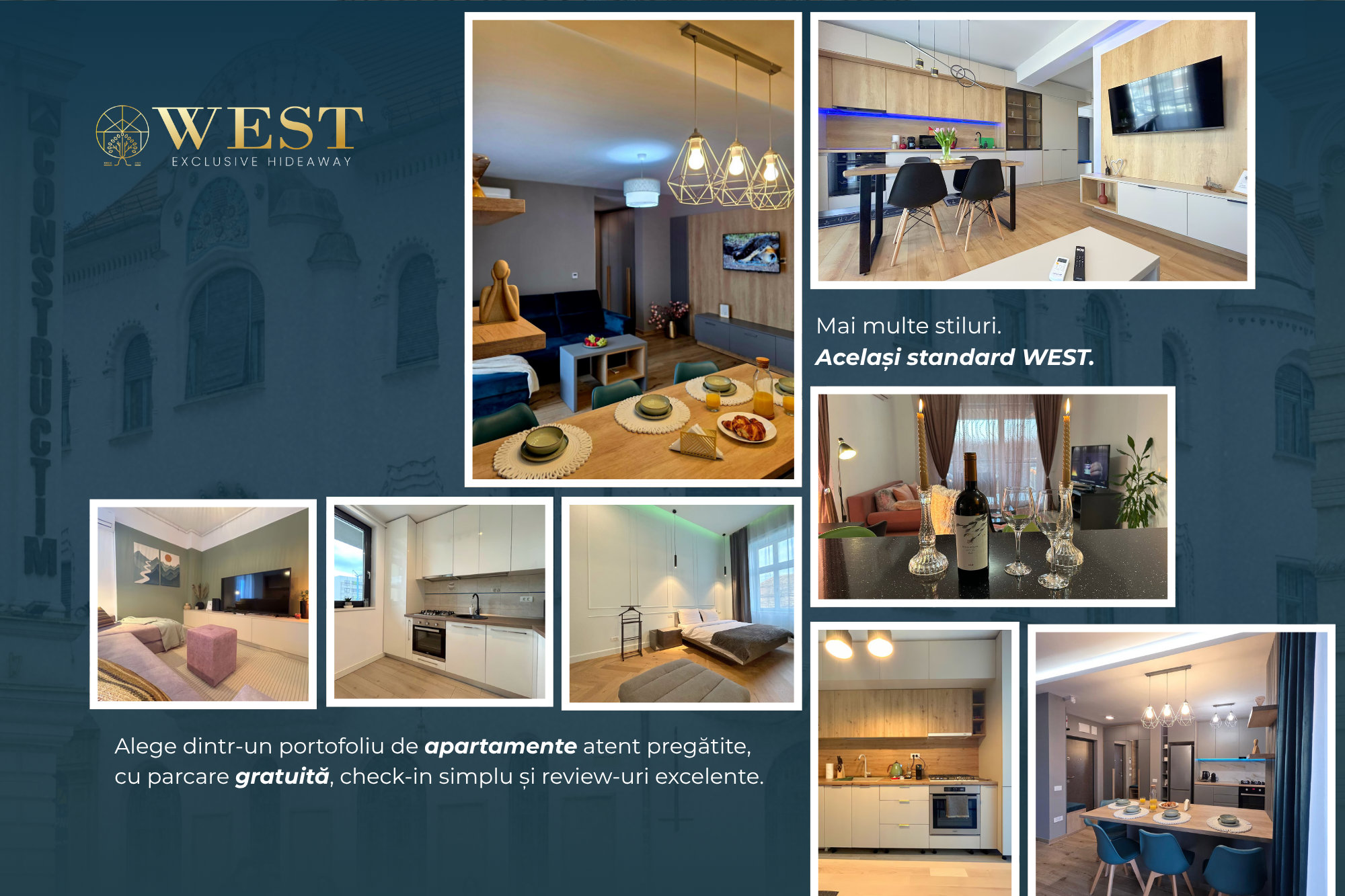 Colaj WEST cu apartamente din portofoliul din Timișoara